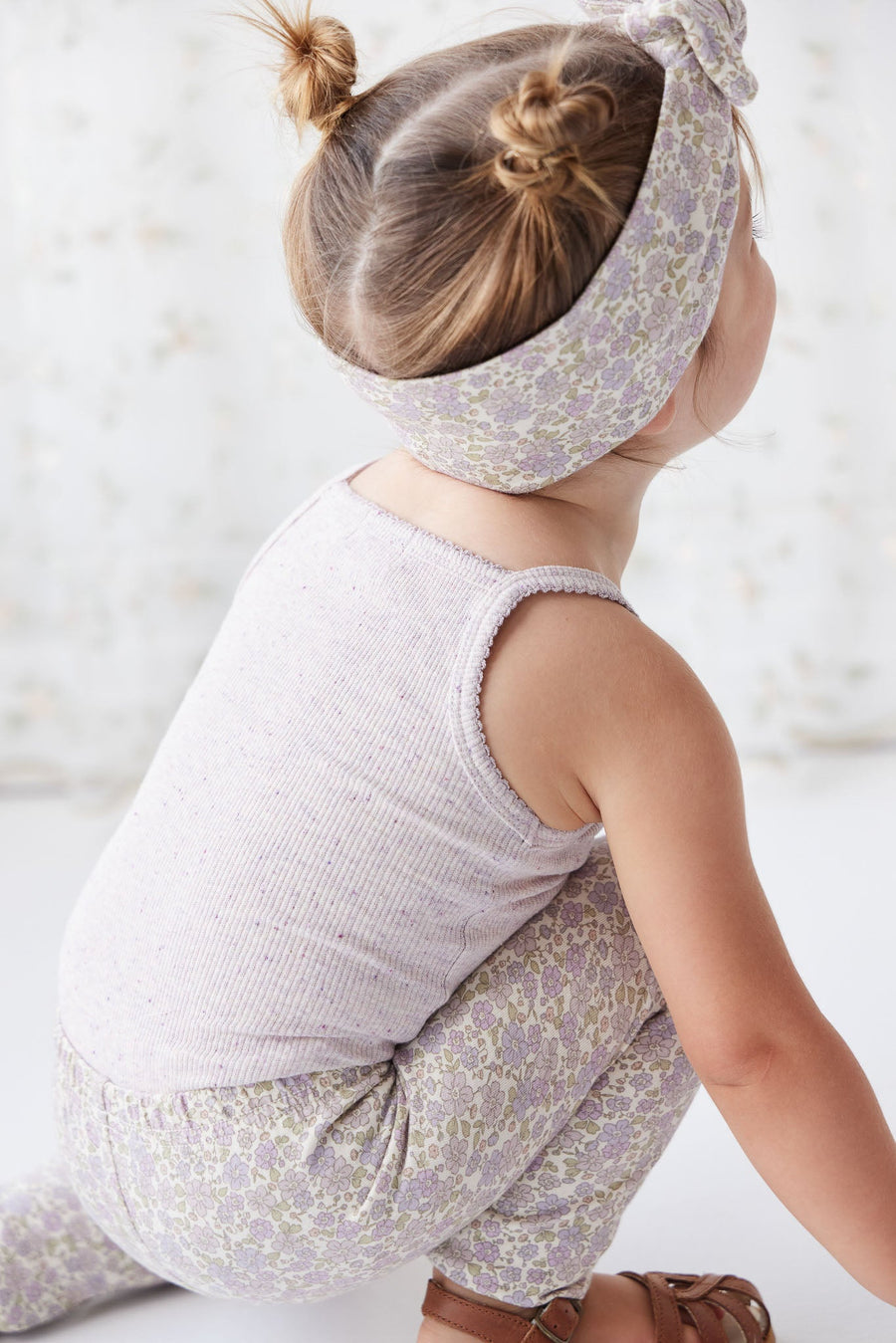 Organic Cotton Fine Rib Singlet - Lavender Fleck Childrens Singlet from Jamie Kay Australia