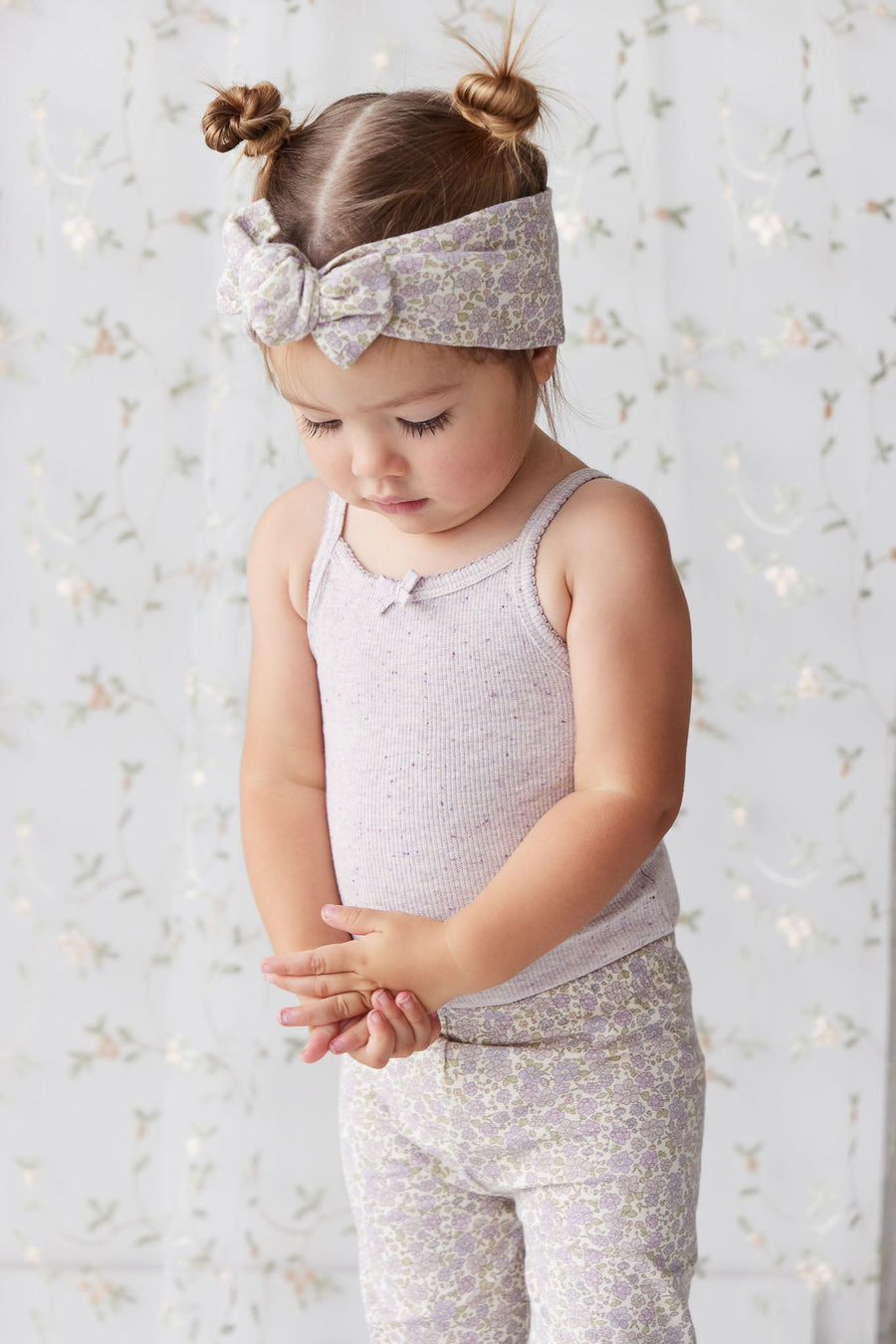 Organic Cotton Fine Rib Singlet - Lavender Fleck Childrens Singlet from Jamie Kay Australia