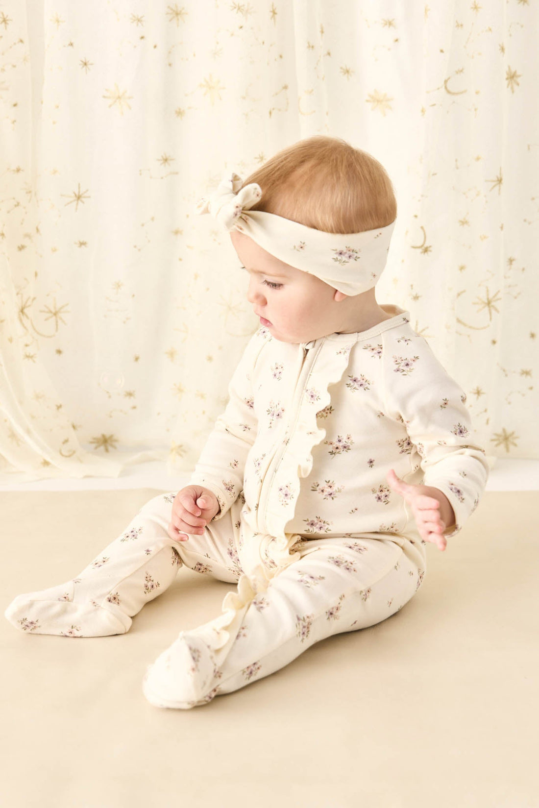 Organic Cotton Melanie Onepiece - Goldie Bouquet Egret Childrens Onepiece from Jamie Kay Australia