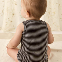 Pima Cotton Noah Playsuit - Dark Coffee/Vintage Taupe Childrens Playsuit from Jamie Kay Australia