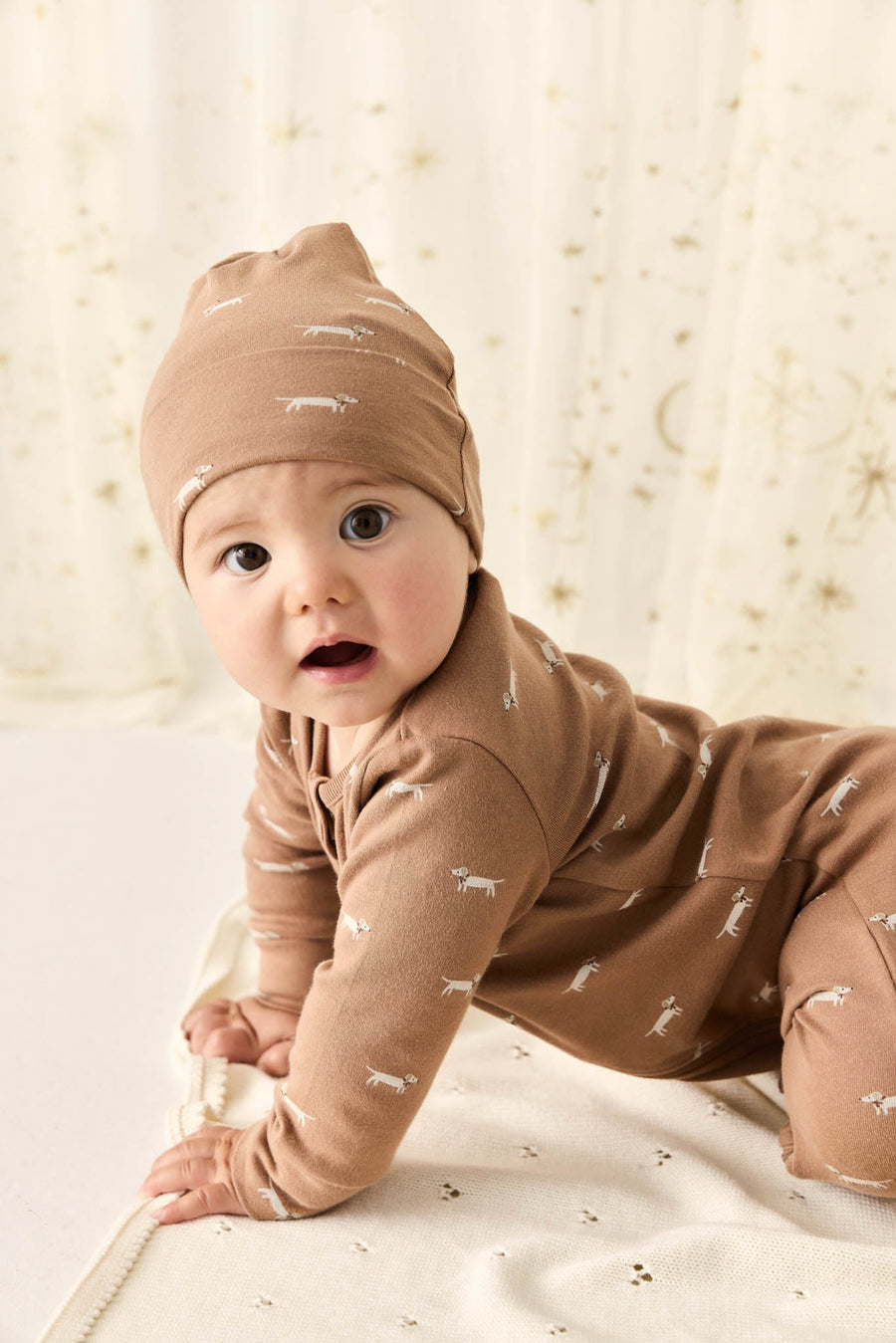 Organic Cotton Reese Zip Onepiece - Cosy Basil Spiced Childrens Onepiece from Jamie Kay Australia