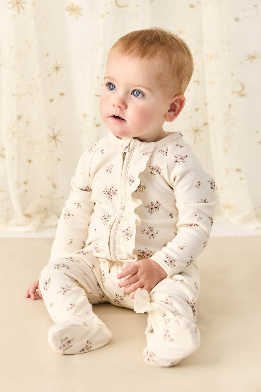 Organic Cotton Melanie Onepiece - Goldie Bouquet Egret Childrens Onepiece from Jamie Kay Australia