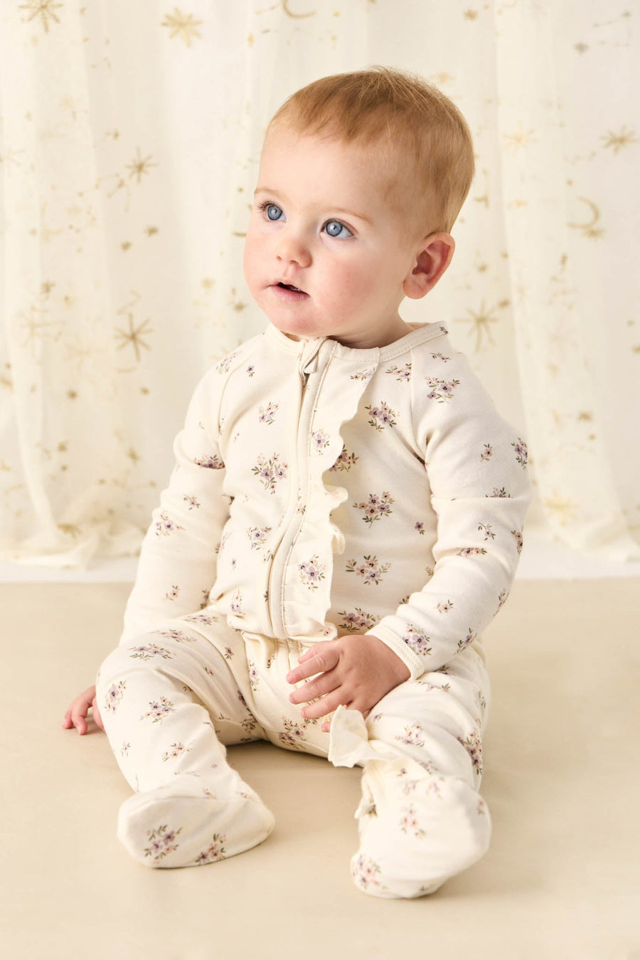 Organic Cotton Melanie Onepiece - Goldie Bouquet Egret Childrens Onepiece from Jamie Kay Australia