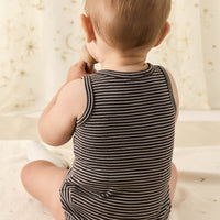 Pima Cotton Noah Playsuit - Dark Coffee/Vintage Taupe Childrens Playsuit from Jamie Kay Australia