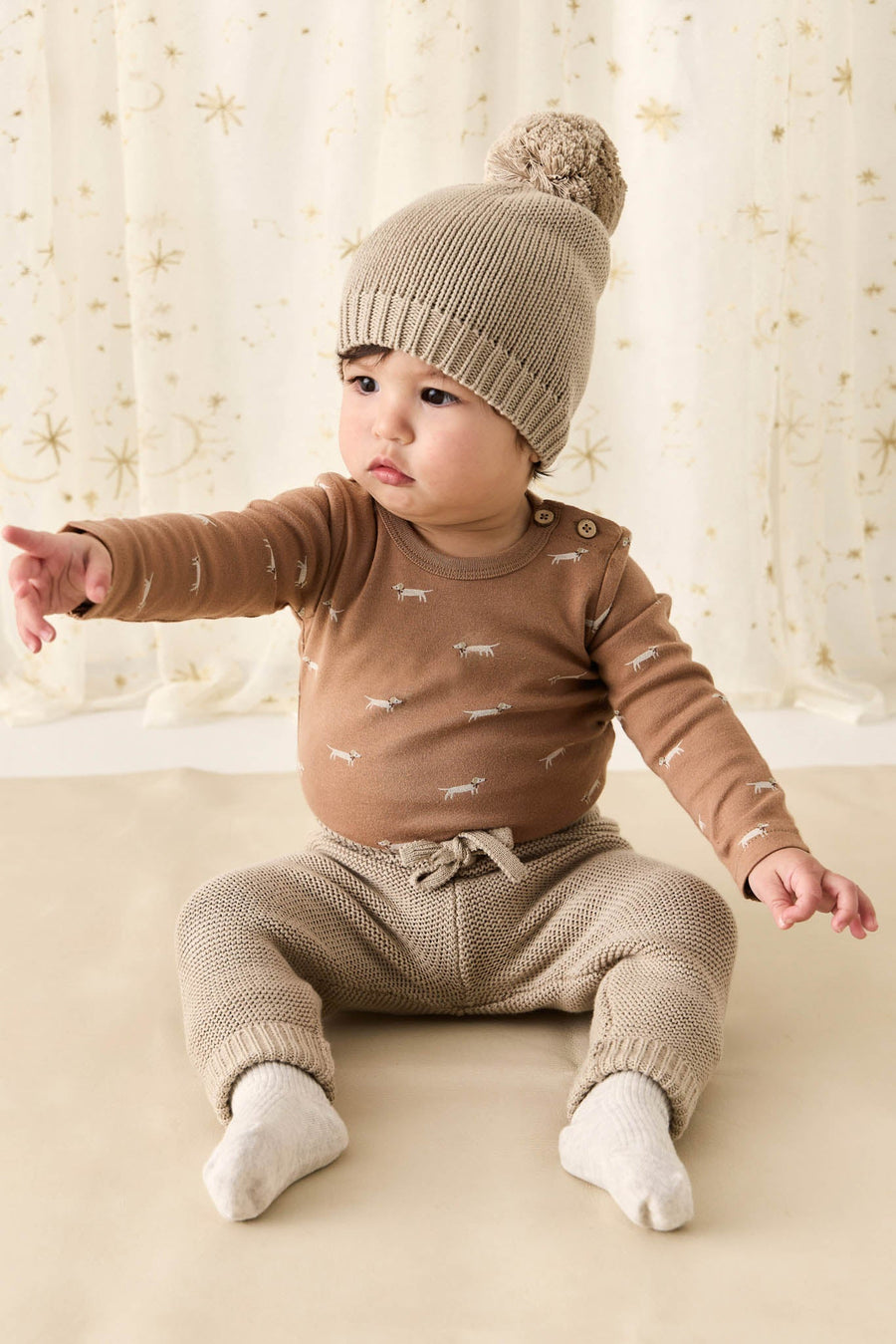 Organic Cotton Fernley Bodysuit - Cosy Basil Spiced Childrens Bodysuit from Jamie Kay Australia