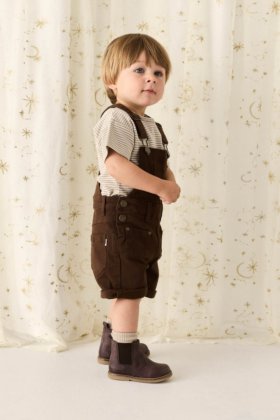 Chase Short Overall - Dark Coffee Childrens Overall from Jamie Kay Australia