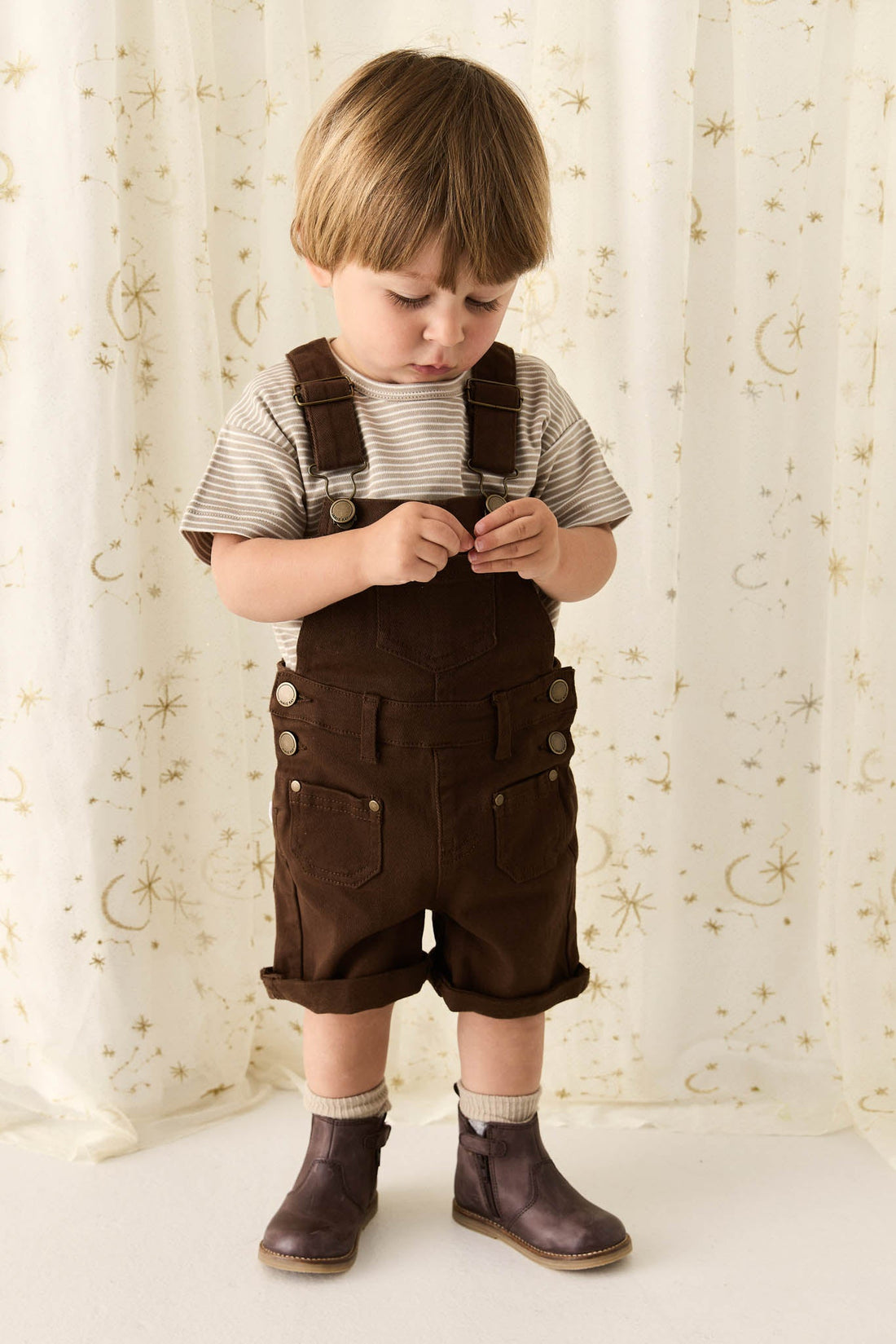 Chase Short Overall - Dark Coffee Childrens Overall from Jamie Kay Australia