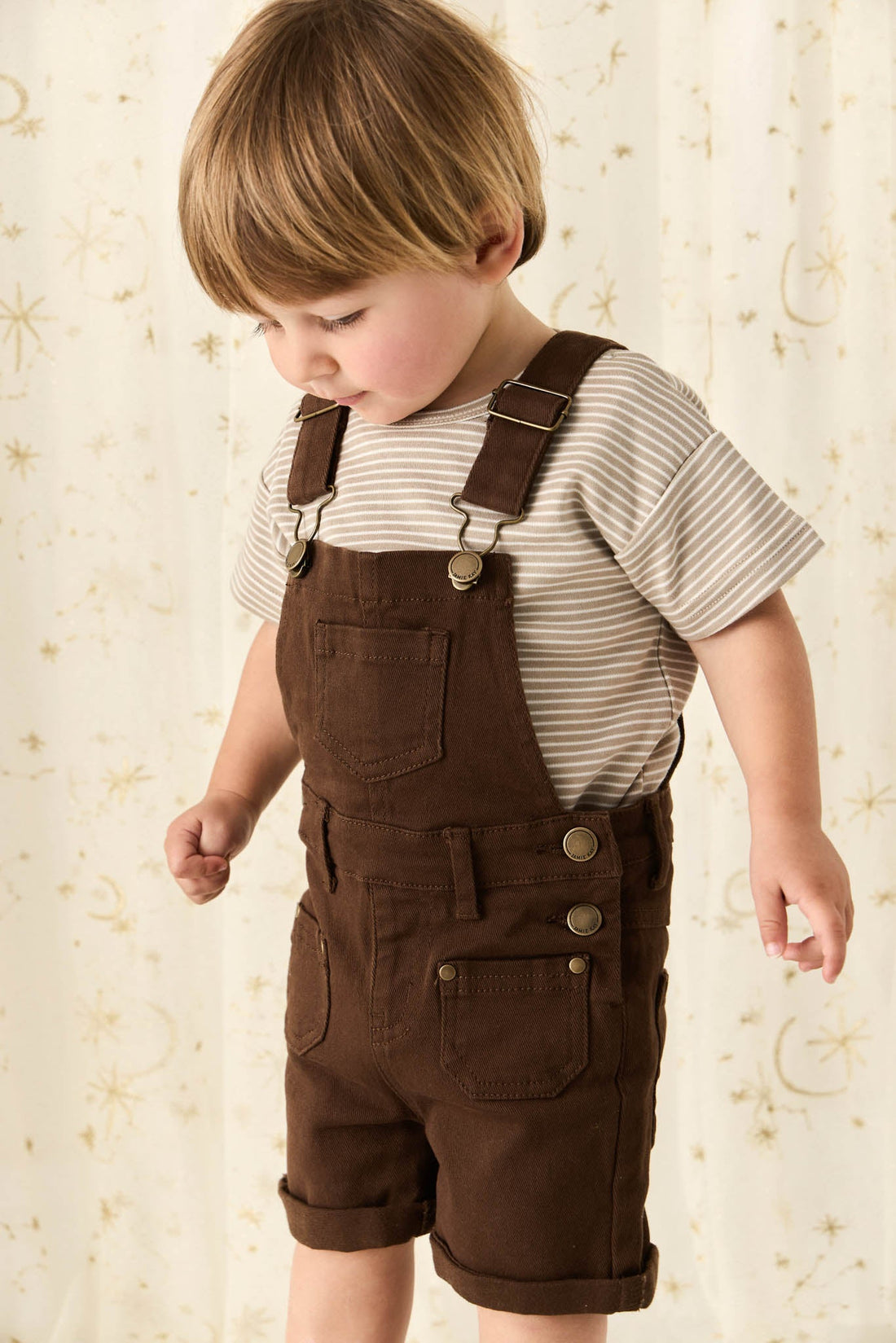 Chase Short Overall - Dark Coffee Childrens Overall from Jamie Kay Australia