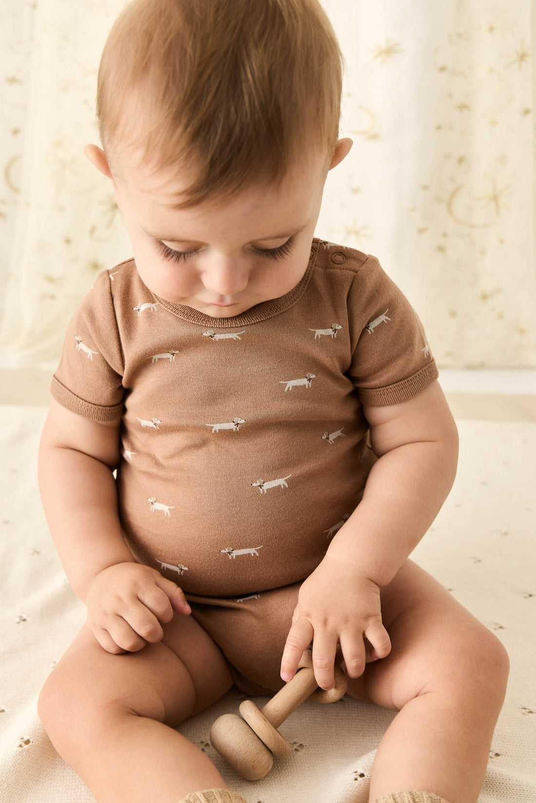 Organic Cotton Hudson Short Sleeve Bodysuit - Cosy Basil Spiced Childrens Bodysuit from Jamie Kay Australia