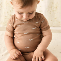 Organic Cotton Hudson Short Sleeve Bodysuit - Cosy Basil Spiced Childrens Bodysuit from Jamie Kay Australia