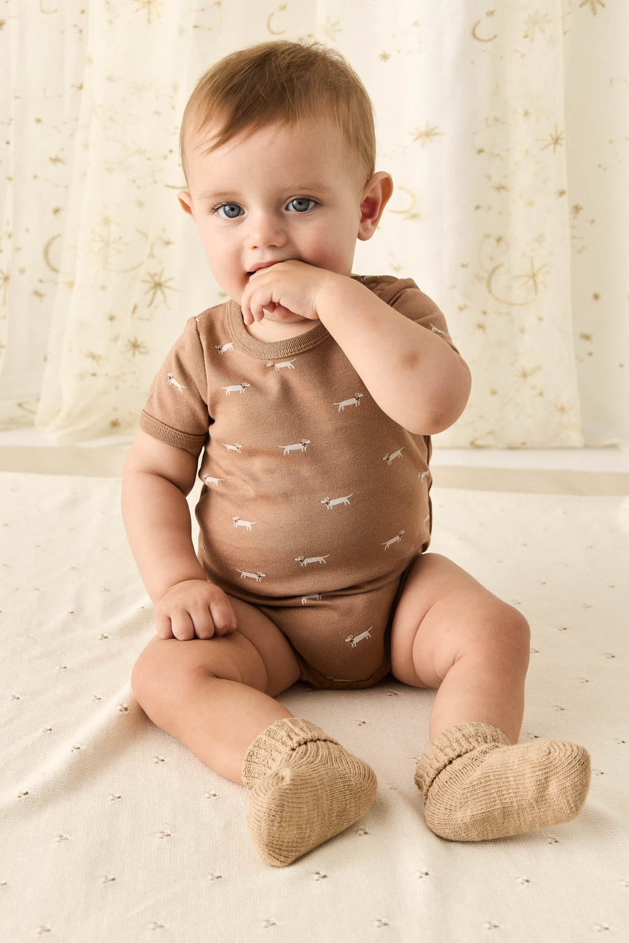 Organic Cotton Hudson Short Sleeve Bodysuit - Cosy Basil Spiced Childrens Bodysuit from Jamie Kay Australia