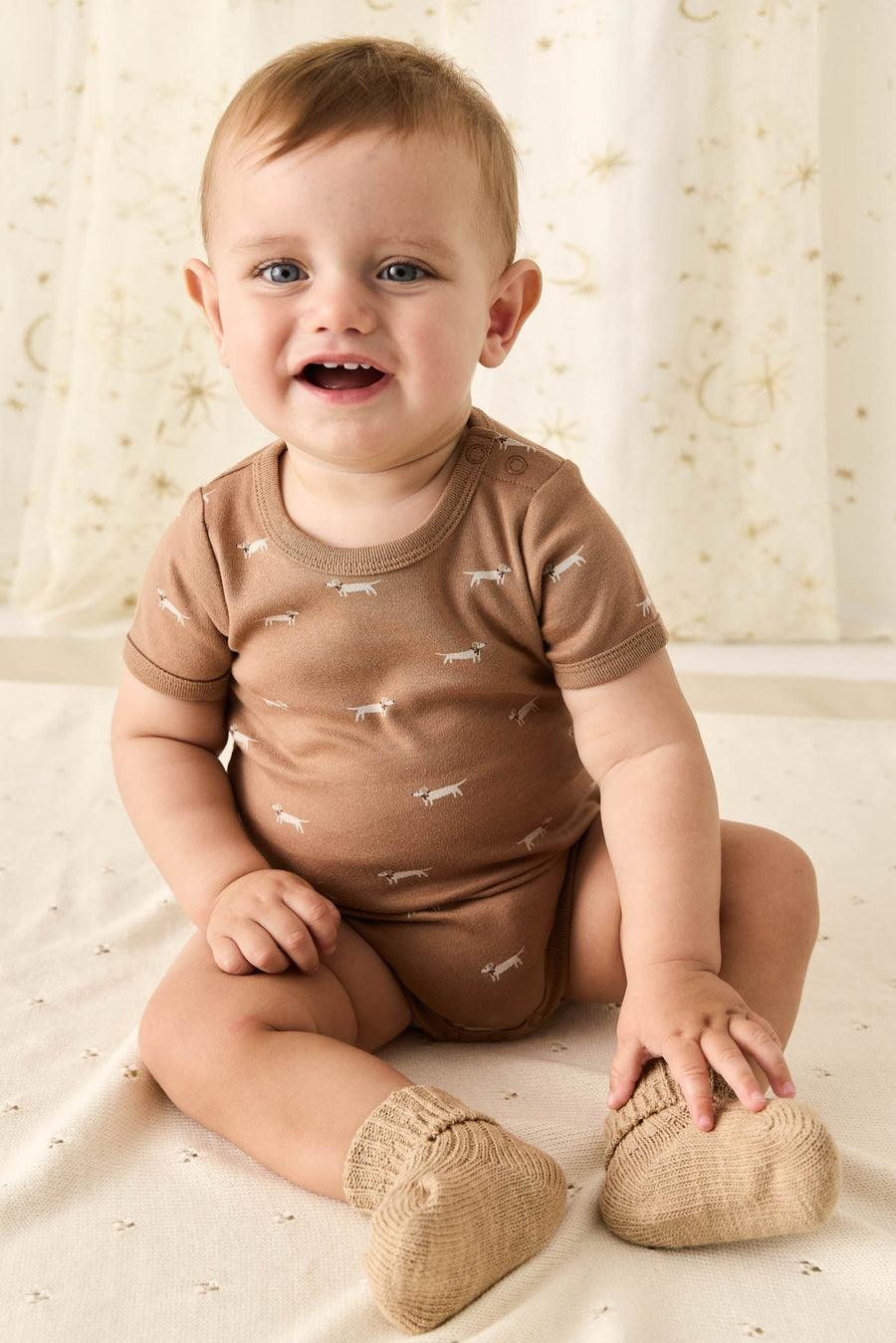 Organic Cotton Hudson Short Sleeve Bodysuit - Cosy Basil Spiced Childrens Bodysuit from Jamie Kay Australia