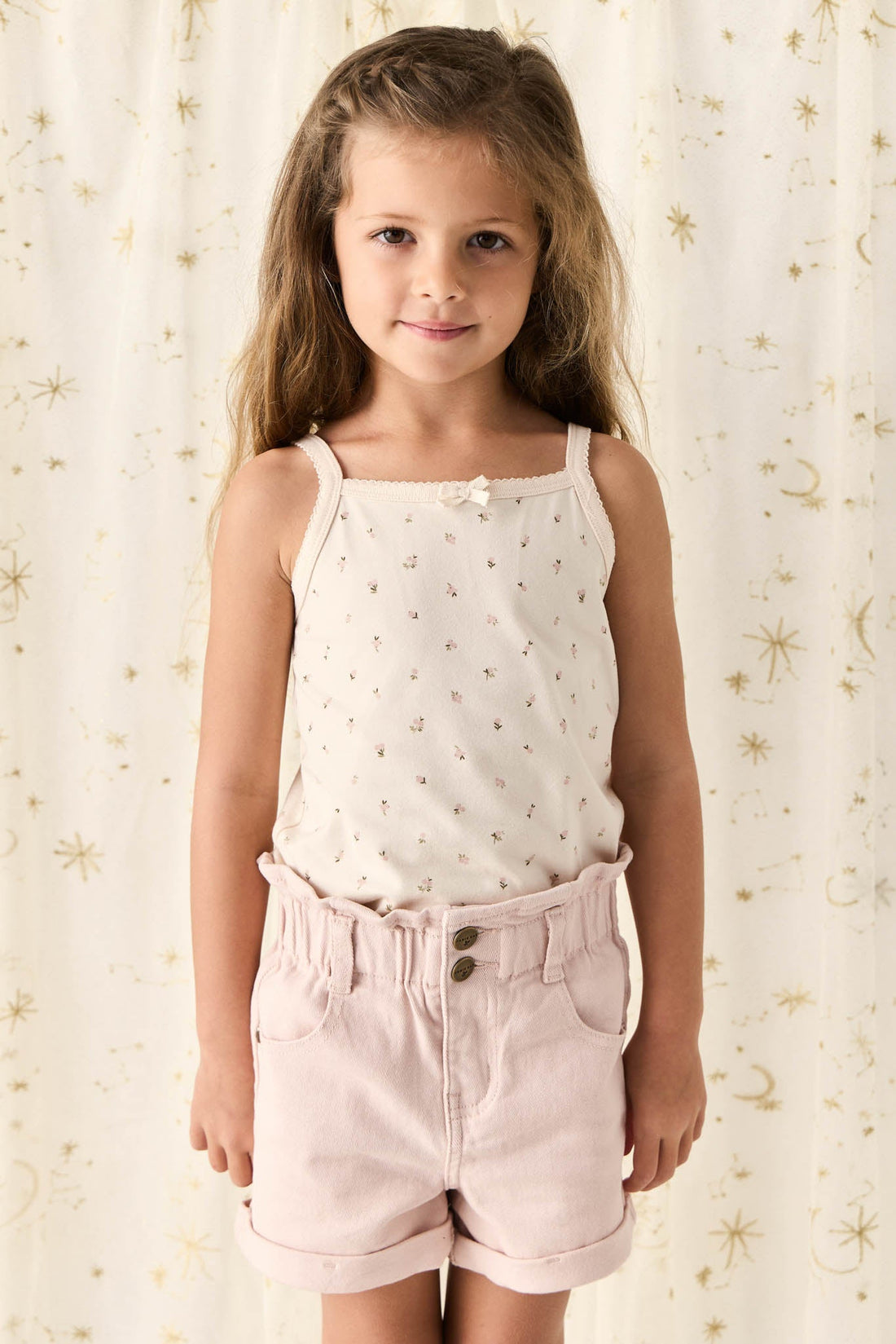 Organic Cotton Singlet - Ditsy Berry Rose Childrens Singlet from Jamie Kay Australia