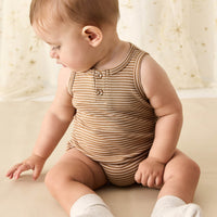 Pima Cotton Noah Playsuit - Spiced/Cloud Childrens Playsuit from Jamie Kay Australia