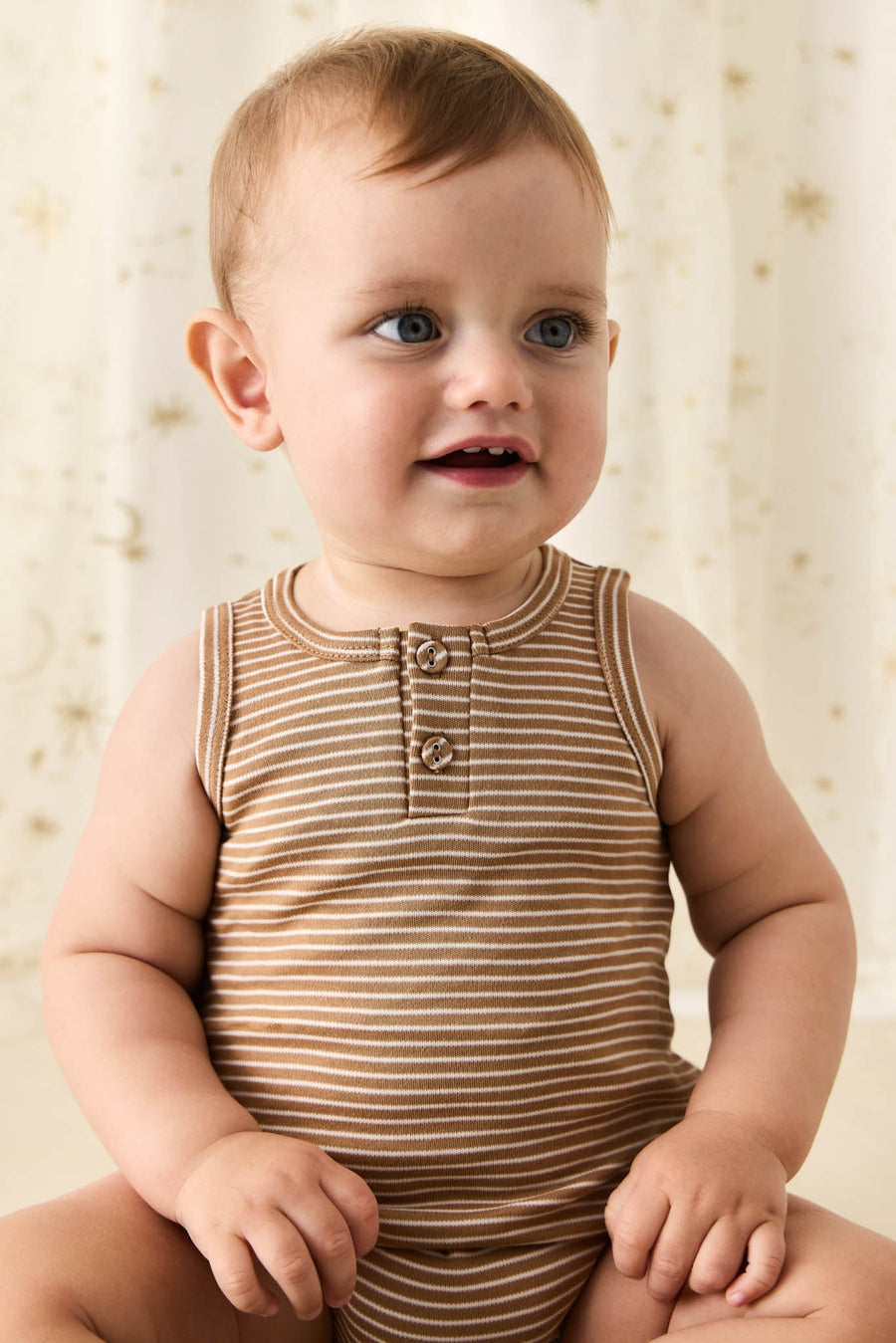 Pima Cotton Noah Playsuit - Spiced/Cloud Childrens Playsuit from Jamie Kay Australia