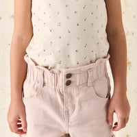 Organic Cotton Singlet - Ditsy Berry Rose Childrens Singlet from Jamie Kay Australia