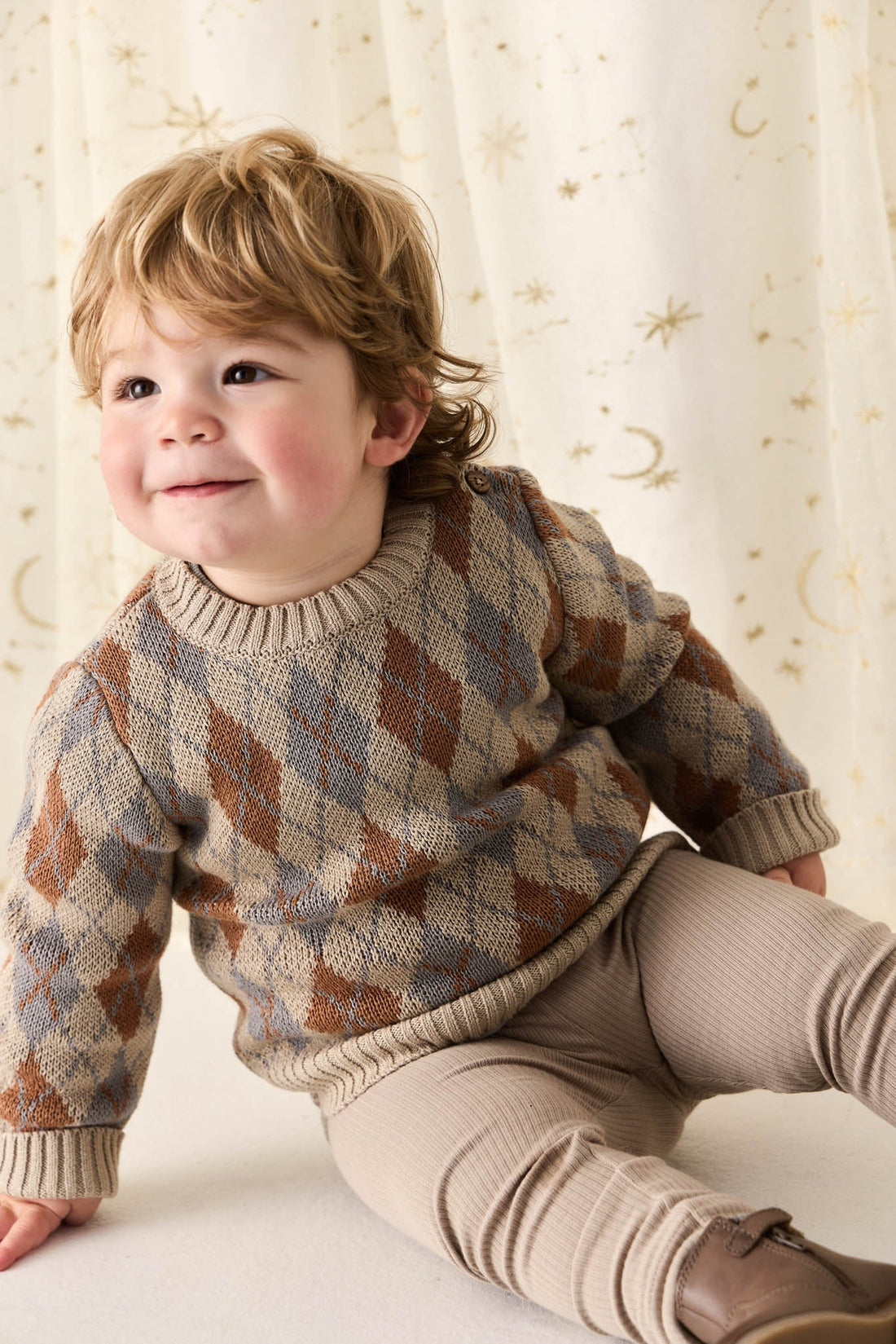 Enzo Jumper - Enzo Jacquard Vintage Taupe Childrens Jumper from Jamie Kay Australia