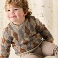 Enzo Jumper - Enzo Jacquard Vintage Taupe Childrens Jumper from Jamie Kay Australia