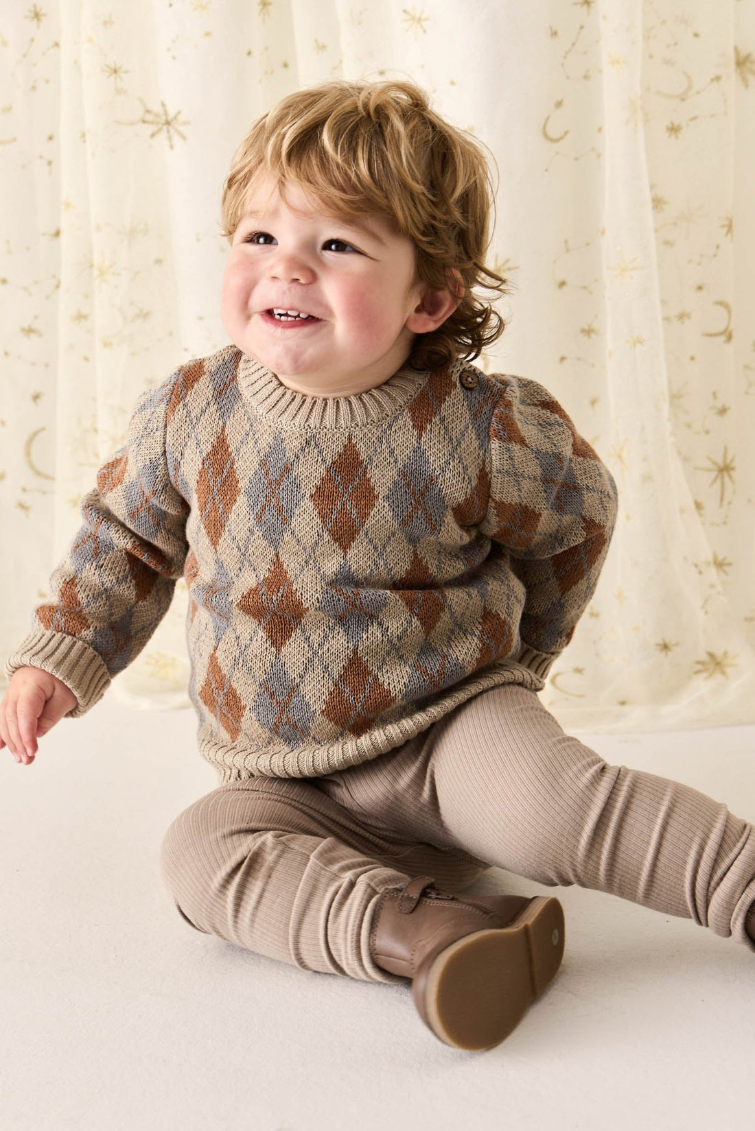 Enzo Jumper - Enzo Jacquard Vintage Taupe Childrens Jumper from Jamie Kay Australia