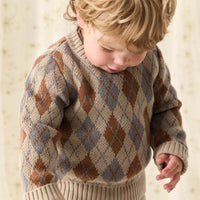 Enzo Jumper - Enzo Jacquard Vintage Taupe Childrens Jumper from Jamie Kay Australia