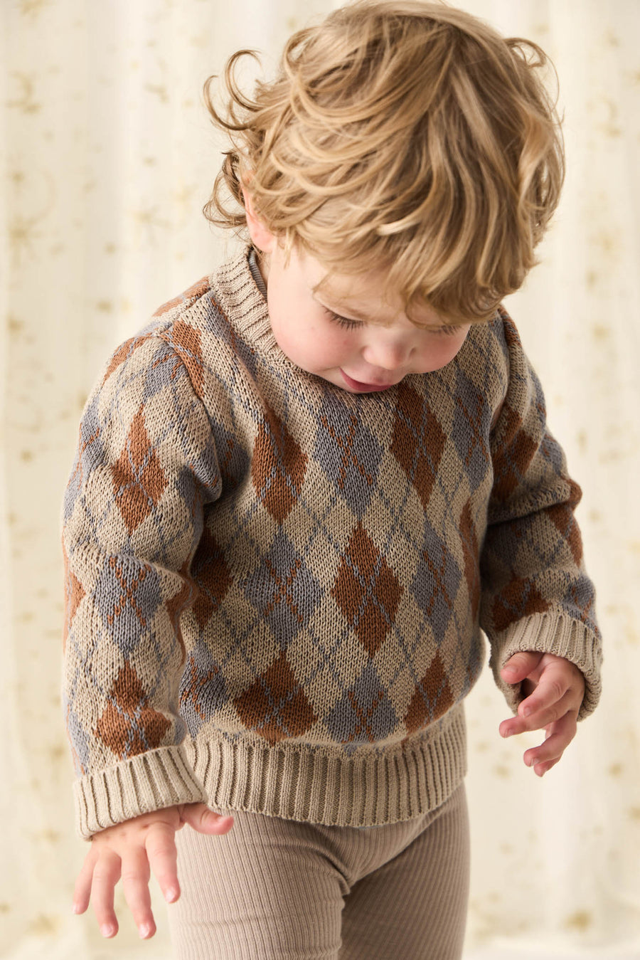 Enzo Jumper - Enzo Jacquard Vintage Taupe Childrens Jumper from Jamie Kay Australia