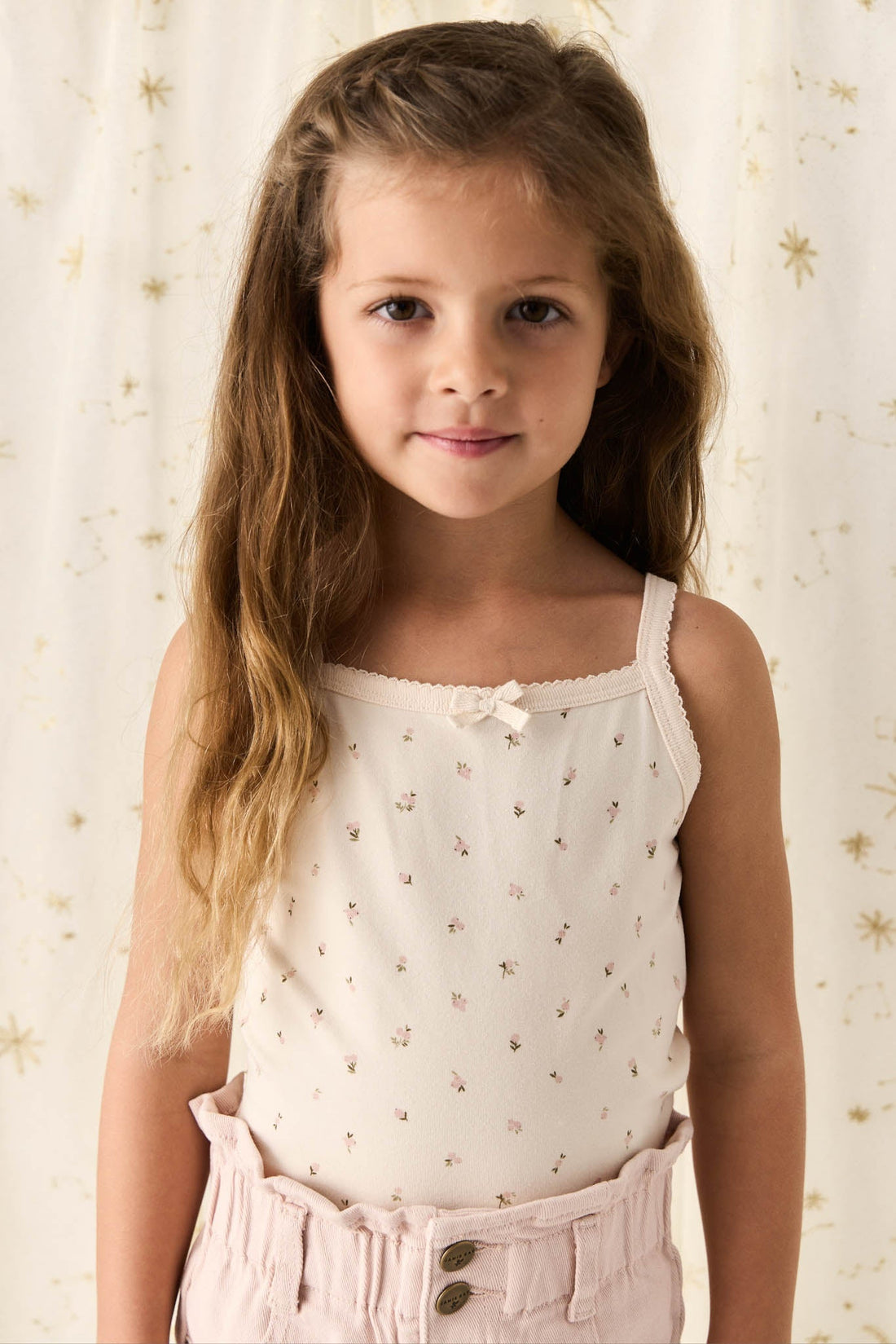 Organic Cotton Singlet - Ditsy Berry Rose Childrens Singlet from Jamie Kay Australia