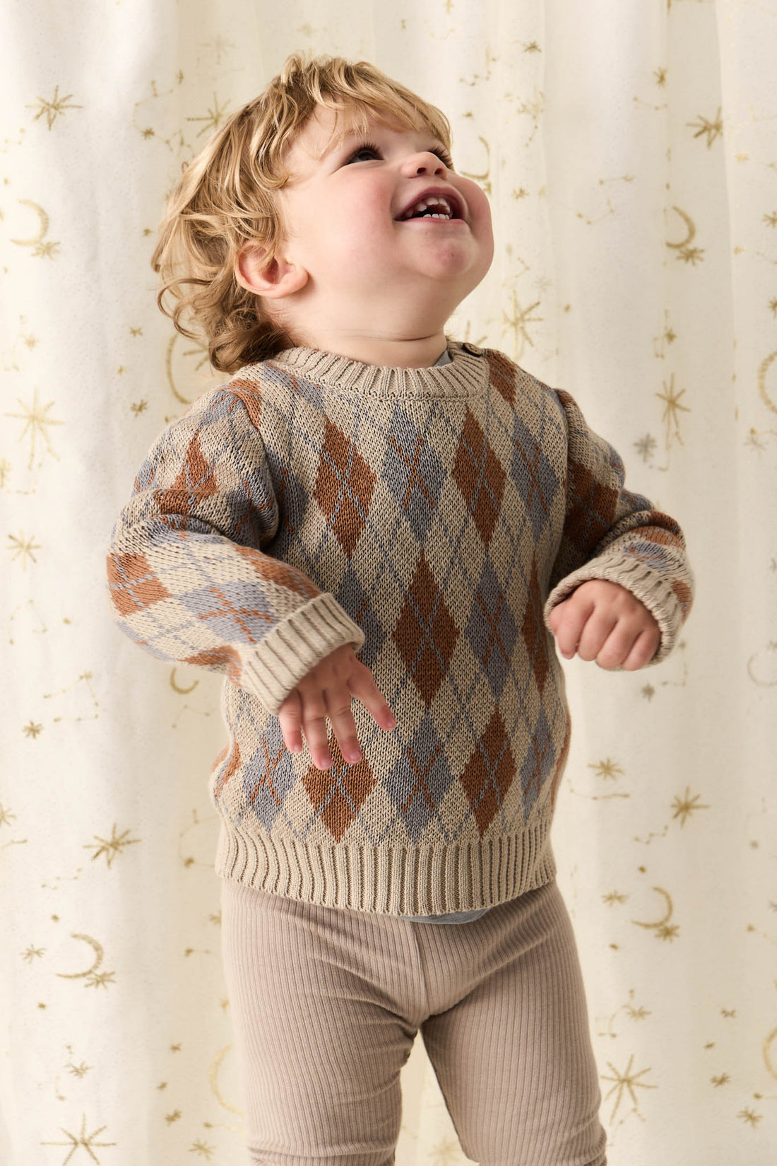 Enzo Jumper - Enzo Jacquard Vintage Taupe Childrens Jumper from Jamie Kay Australia