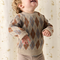 Enzo Jumper - Enzo Jacquard Vintage Taupe Childrens Jumper from Jamie Kay Australia