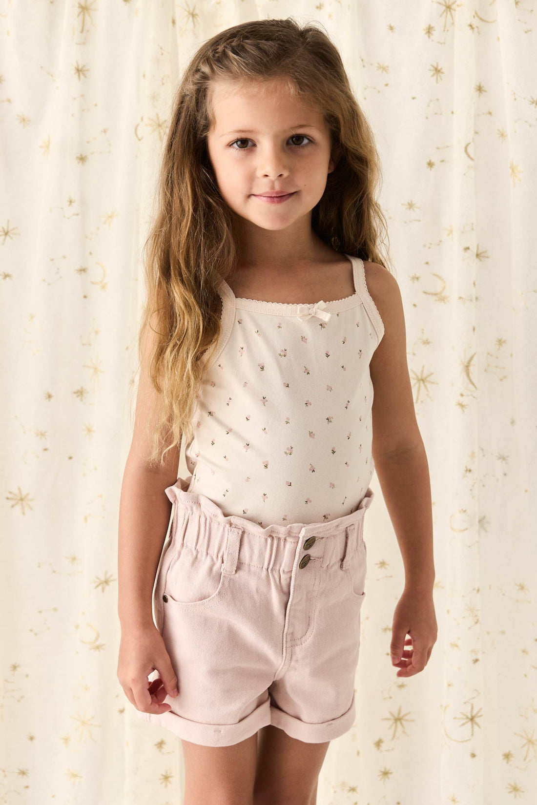 Organic Cotton Singlet - Ditsy Berry Rose Childrens Singlet from Jamie Kay Australia