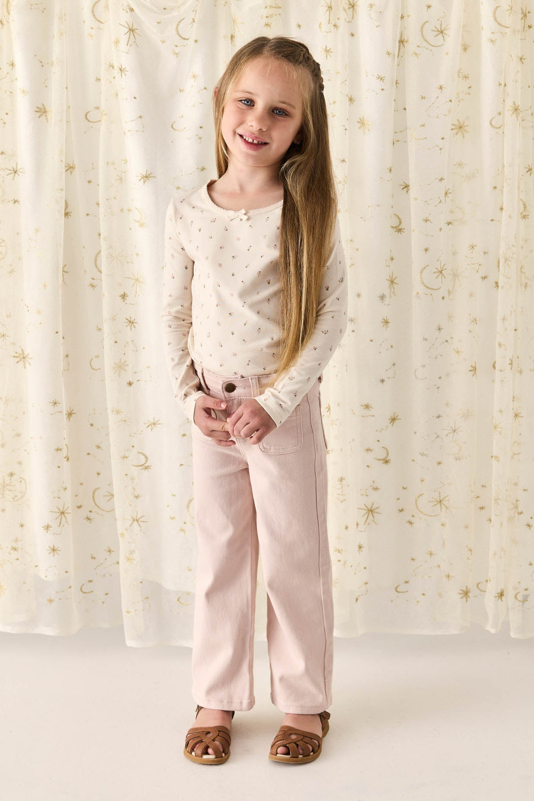 Organic Cotton Long Sleeve Top - Ditsy Berry Rose Childrens Top from Jamie Kay Australia