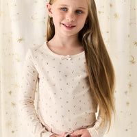 Organic Cotton Long Sleeve Top - Ditsy Berry Rose Childrens Top from Jamie Kay Australia