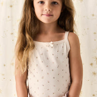 Organic Cotton Singlet - Ditsy Berry Rose Childrens Singlet from Jamie Kay Australia