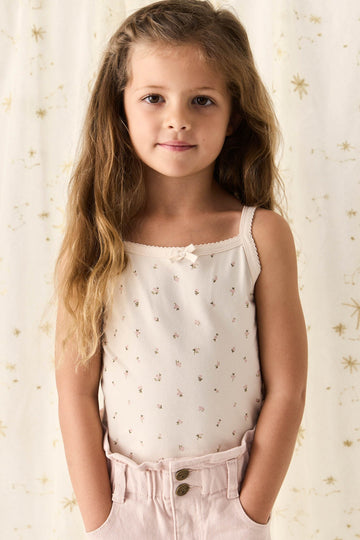 Organic Cotton Singlet - Ditsy Berry Rose Childrens Singlet from Jamie Kay Australia