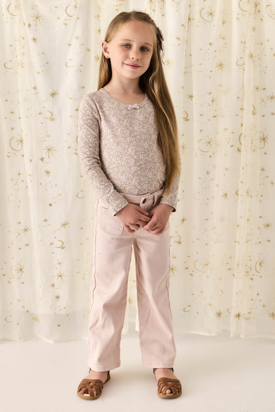 Organic Cotton Long Sleeve Top - Chloe Lilac Childrens Top from Jamie Kay Australia