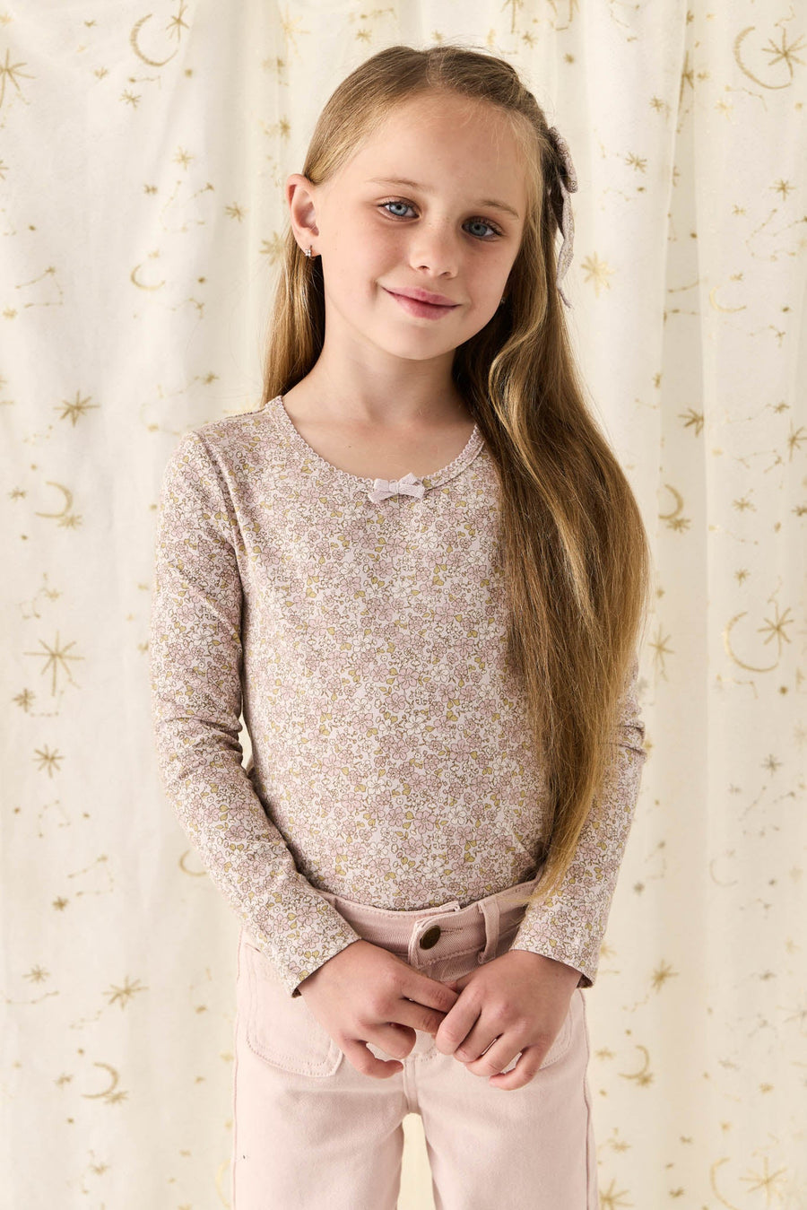 Organic Cotton Long Sleeve Top - Chloe Lilac Childrens Top from Jamie Kay Australia