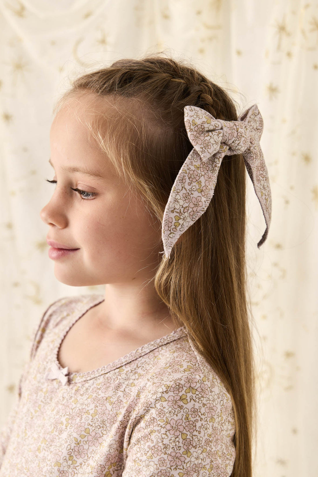 Organic Cotton Bow - Chloe Lilac Childrens Bow from Jamie Kay Australia