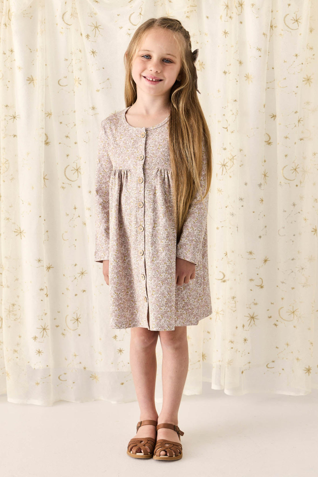 Organic Cotton Poppy Dress - Chloe Lilac Childrens Dress from Jamie Kay Australia