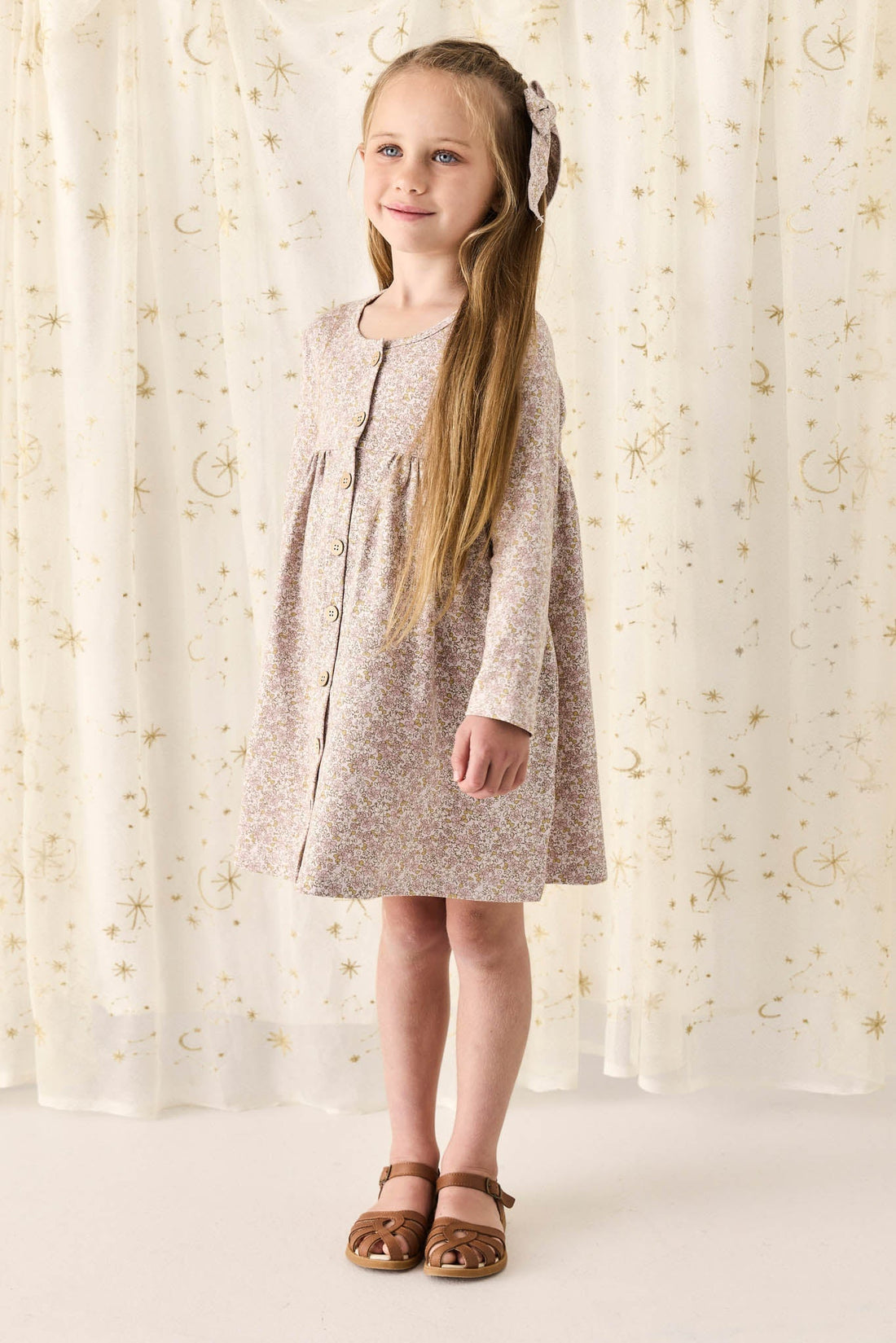 Organic Cotton Poppy Dress - Chloe Lilac Childrens Dress from Jamie Kay Australia