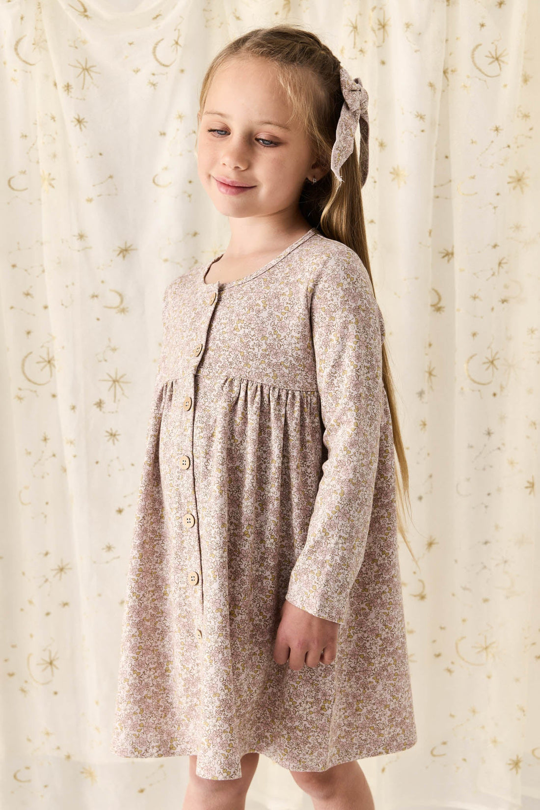 Organic Cotton Poppy Dress - Chloe Lilac Childrens Dress from Jamie Kay Australia