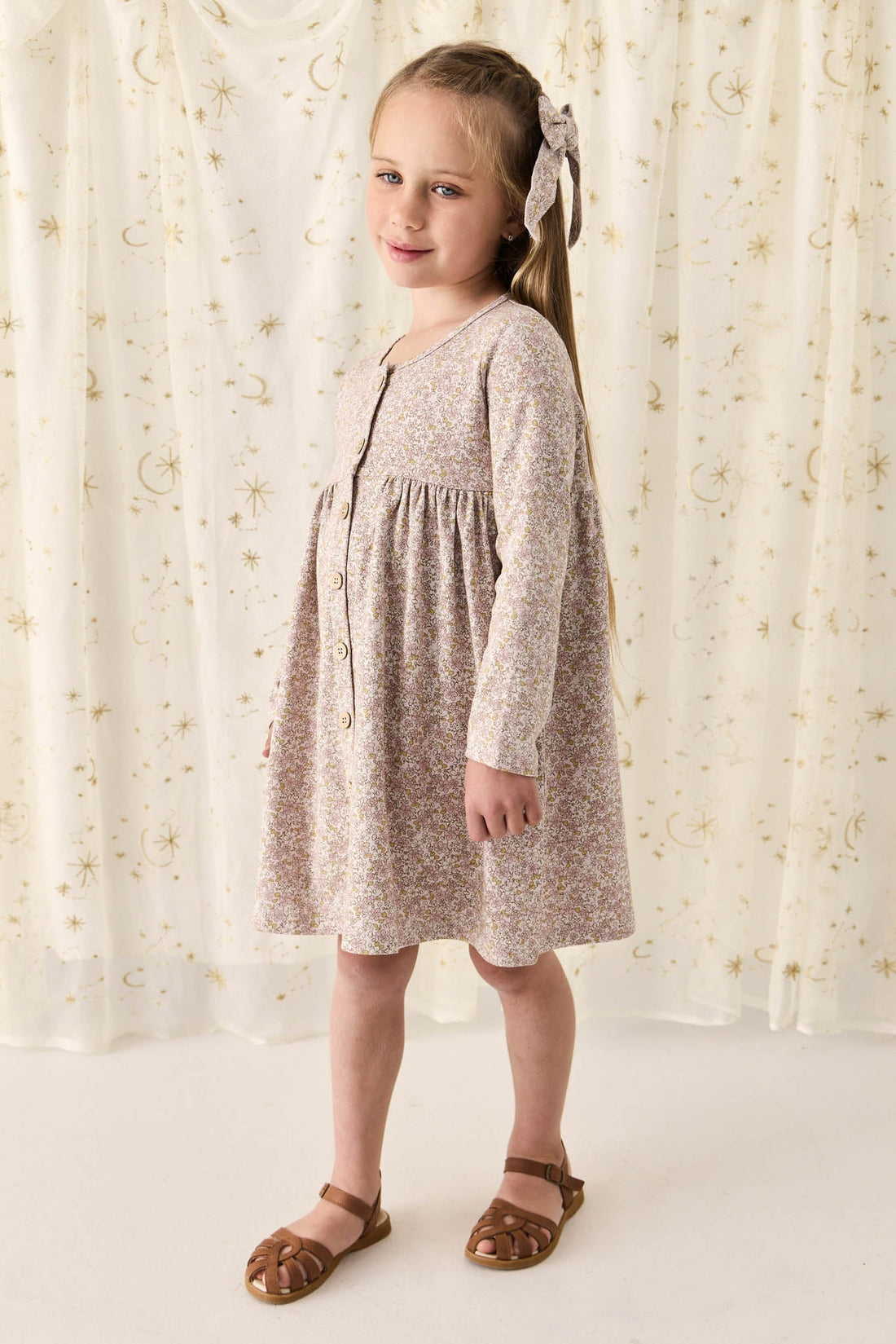 Organic Cotton Poppy Dress - Chloe Lilac Childrens Dress from Jamie Kay Australia