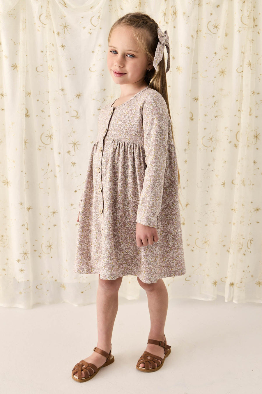 Organic Cotton Poppy Dress - Chloe Lilac Childrens Dress from Jamie Kay Australia