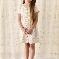 Organic Cotton Lola Dress - Goldie Bouquet Egret Childrens Dress from Jamie Kay Australia