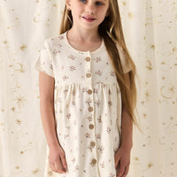 Organic Cotton Lola Dress - Goldie Bouquet Egret Childrens Dress from Jamie Kay Australia