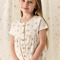 Organic Cotton Lola Dress - Goldie Bouquet Egret Childrens Dress from Jamie Kay Australia