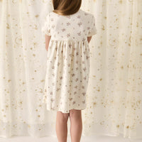 Organic Cotton Lola Dress - Goldie Bouquet Egret Childrens Dress from Jamie Kay Australia