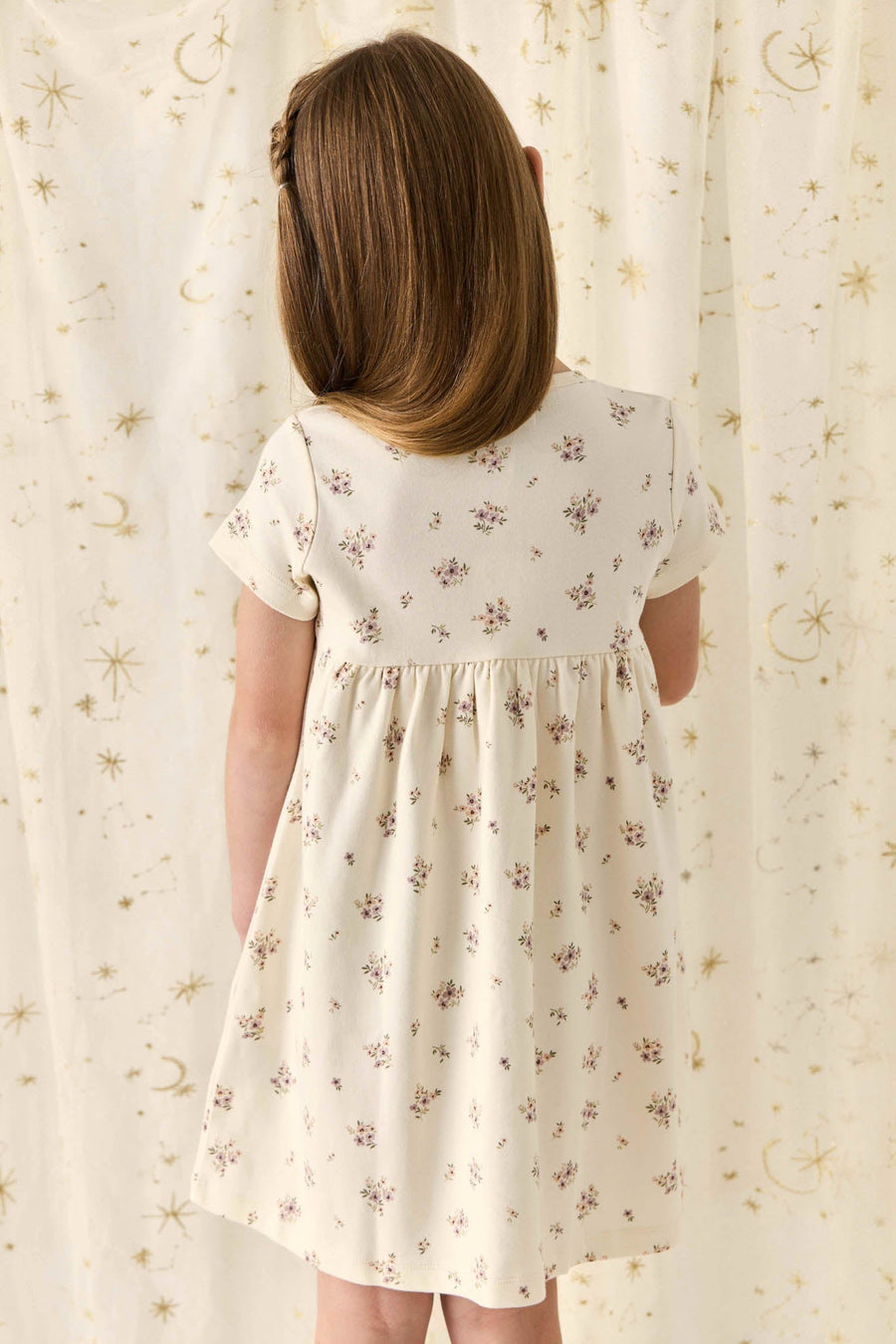 Organic Cotton Lola Dress - Goldie Bouquet Egret Childrens Dress from Jamie Kay Australia