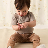 Organic Cotton Everyday Legging - Cosy Basil Spiced Childrens Legging from Jamie Kay Australia