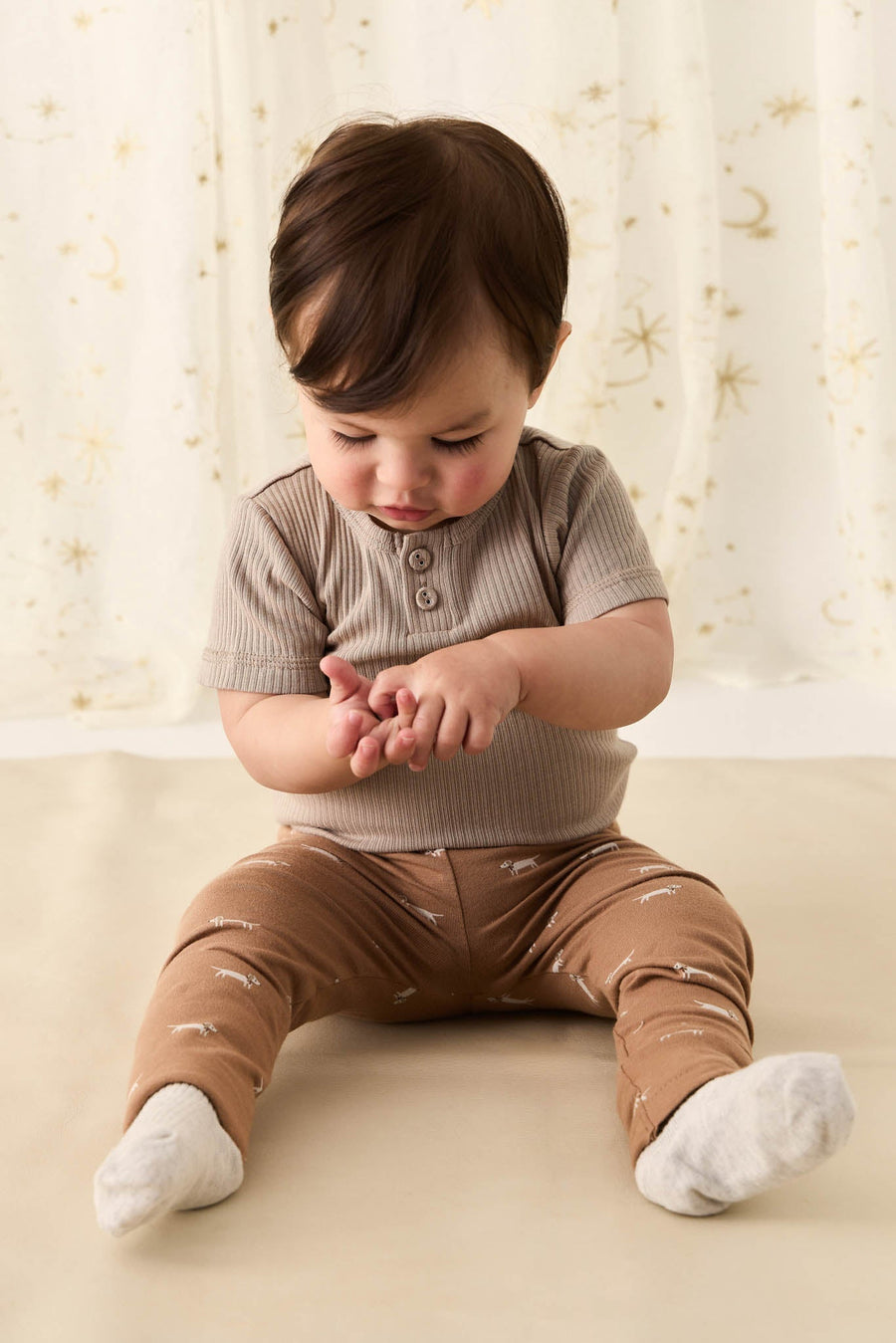 Organic Cotton Everyday Legging - Cosy Basil Spiced Childrens Legging from Jamie Kay Australia