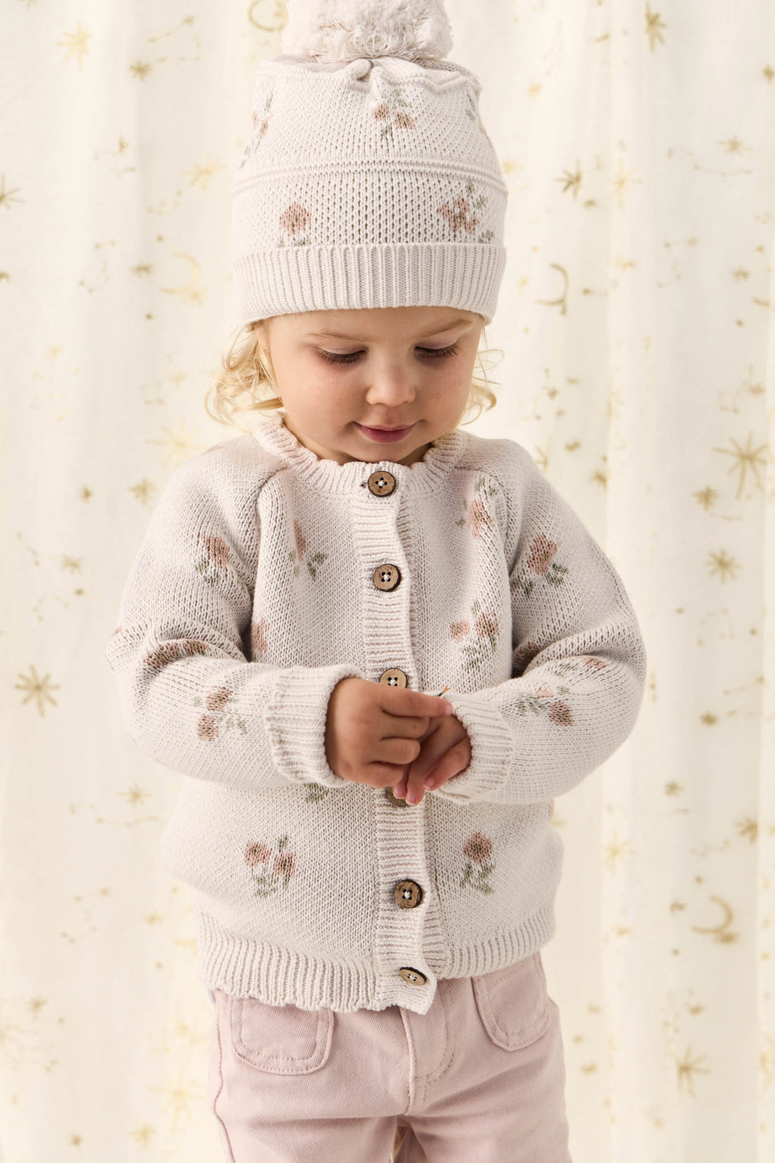 Juliette Cardigan - Petite Goldie Knit Parchment Childrens Cardigan from Jamie Kay Australia