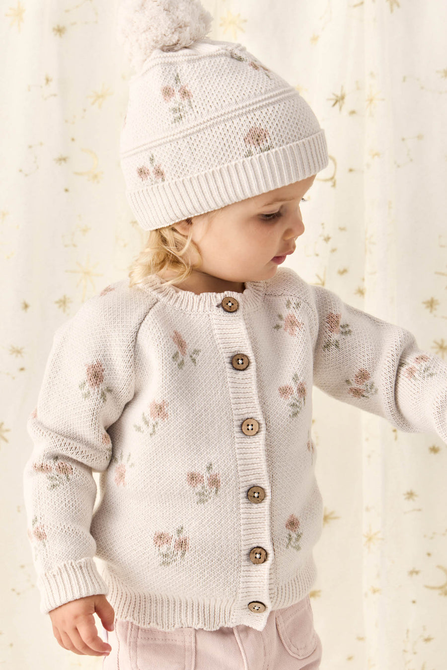 Juliette Cardigan - Petite Goldie Knit Parchment Childrens Cardigan from Jamie Kay Australia